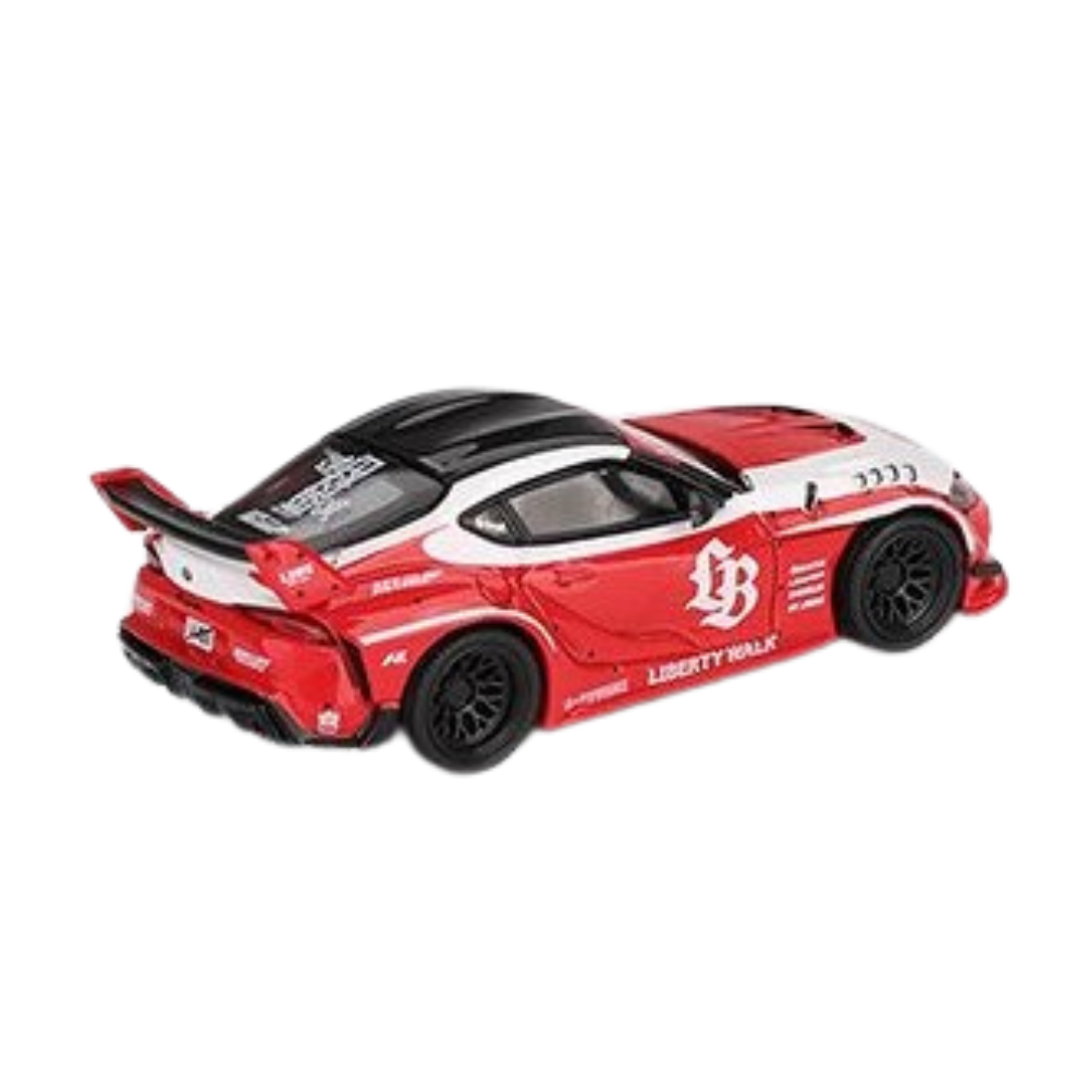 gt supra-1 Mini GT LB★WORKS Toyota GR Supra Red White 1:64 | Coleccionable JDM Liberty Walk - Imagen 3