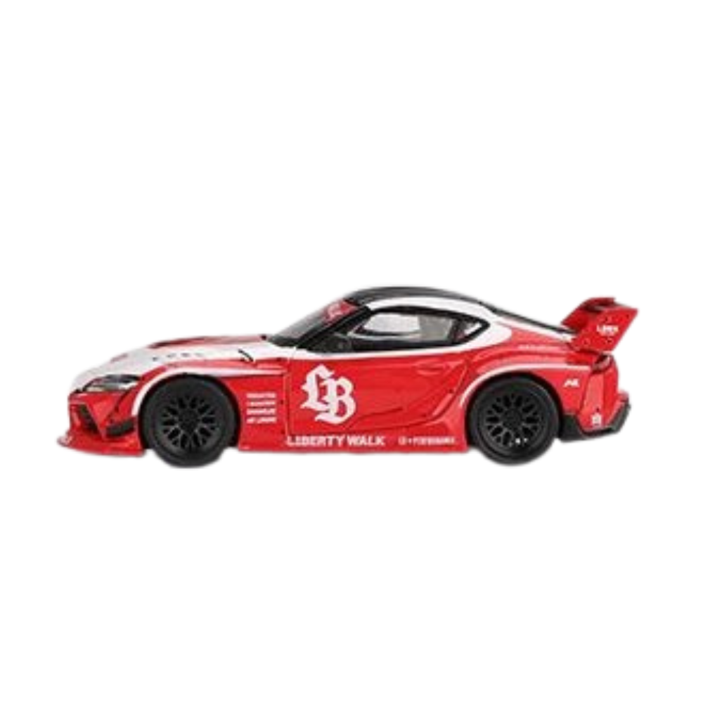 gt supra-2 Mini GT LB★WORKS Toyota GR Supra Red White 1:64 | Coleccionable JDM Liberty Walk - Imagen 2