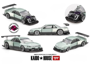 Kaido House x Mini GT Nissan Silvia S13-R Sea Foam Green 1:64